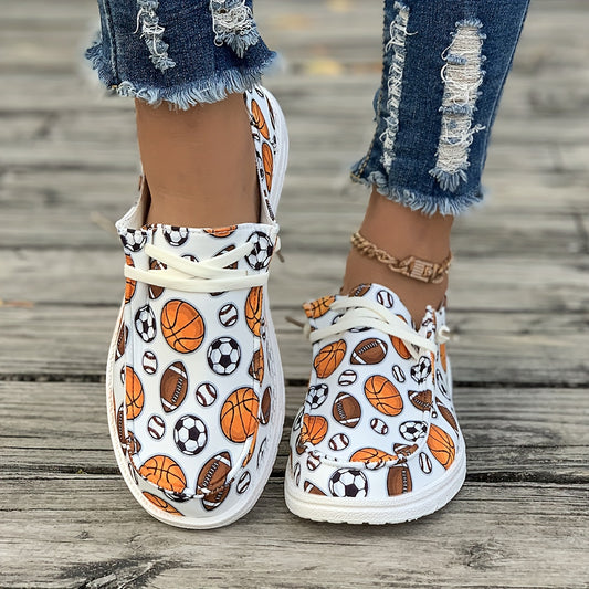 Women's Sporty Skate Shoes - Basketball Football Rugby Patterns