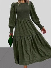  Solid Lantern Sleeve Maxi Dress