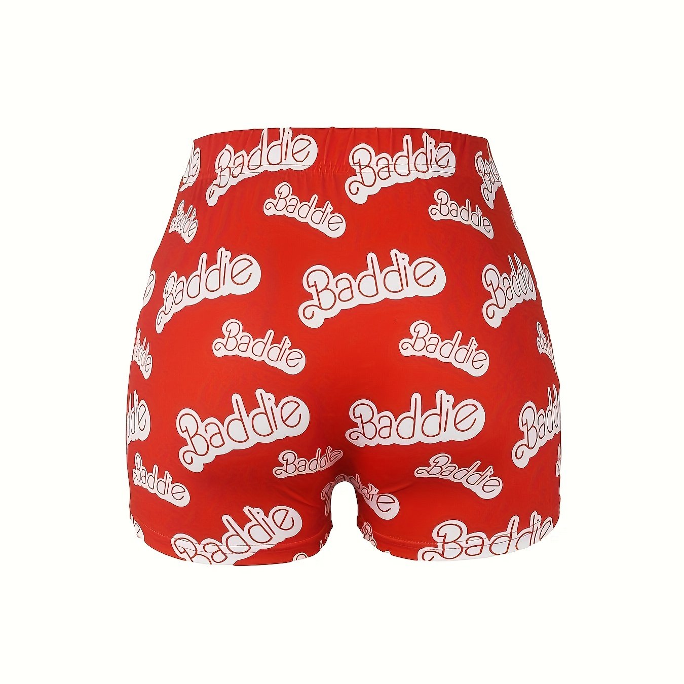Art Letter Print High Rise Stretch Shorts