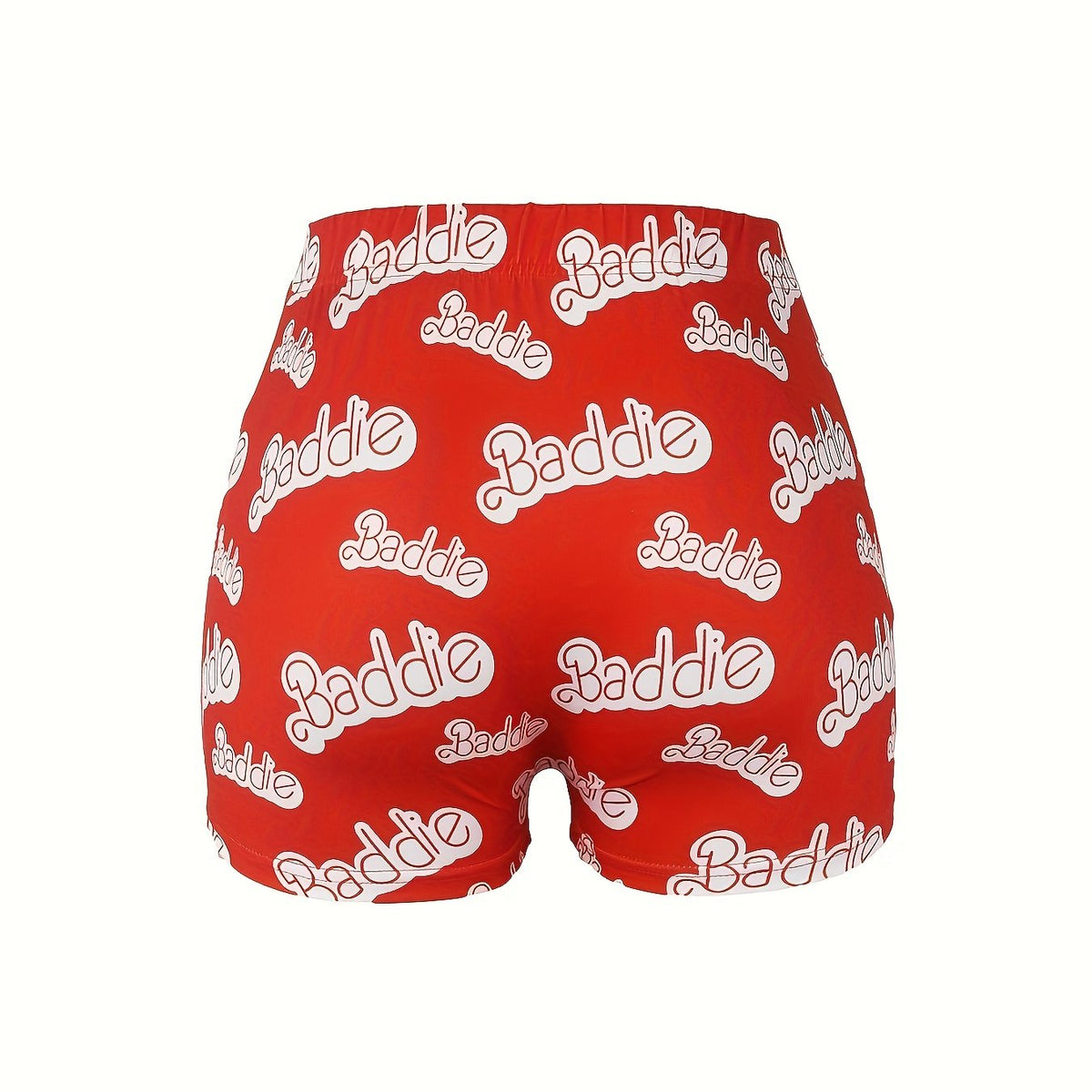 Art Letter Print High Rise Stretch Shorts