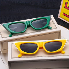 Cat Eye Sunglasses Men Hip hop Metal Pointed Model Runway Show Sunglasses