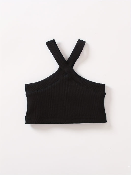 Baby Girls Ribbed Knit Halter Top Crop Vest for 0-3 Years