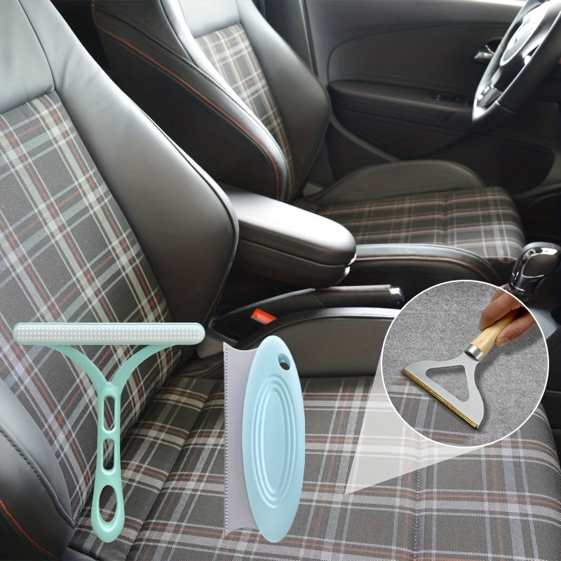 3 Pc Car Seat Cushion Hair Remover Set for Fuzz Dust Car Mat & Hairb