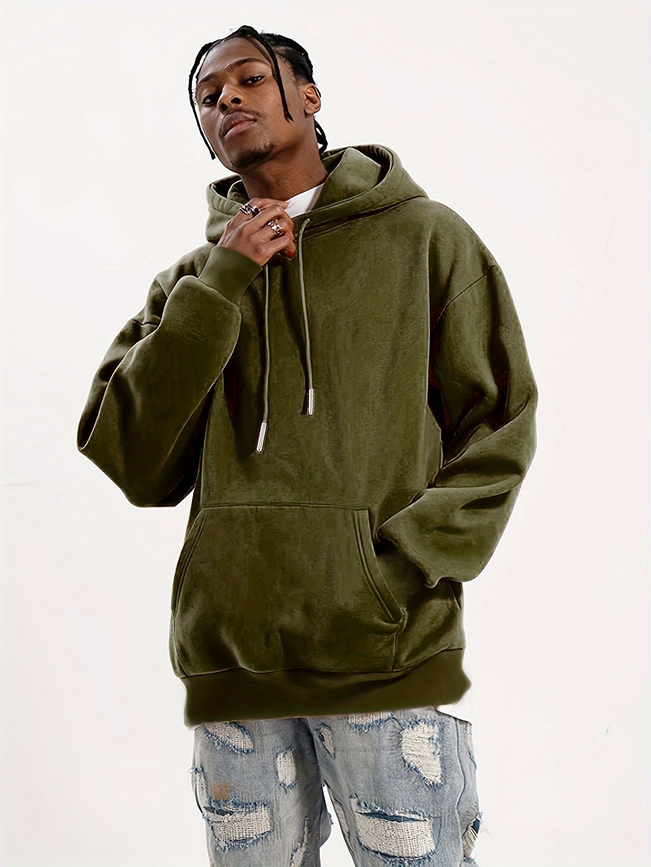 Men's Warm Fleece Hoodie with Kangaroo Pocket