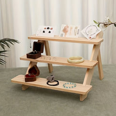 Solid Wood Trapezoidal Jewelry Storage Rack