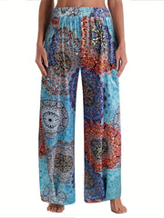 Women's Plus Floral Print Wide Leg Boho Pants