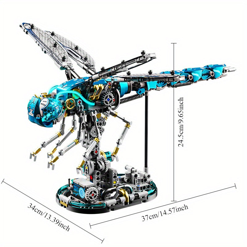 1000pcs Mechanical Dragonfly Blocks Animal Toys Display Stand Decoration
