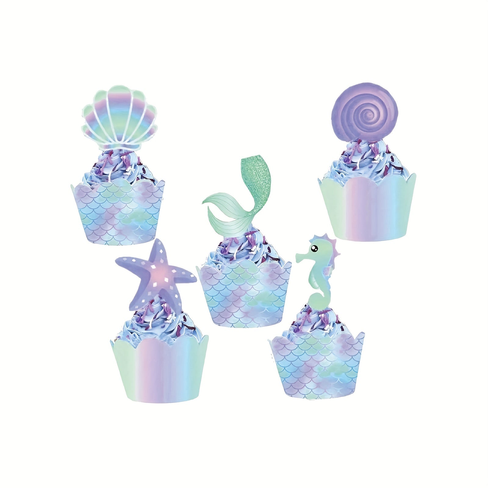 Mermaid Themed Party Set - 40 Pieces Cake Insert & Border