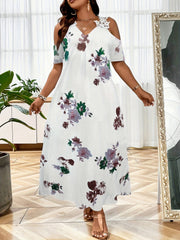  Women's Floral Print Lace Maxi Dress