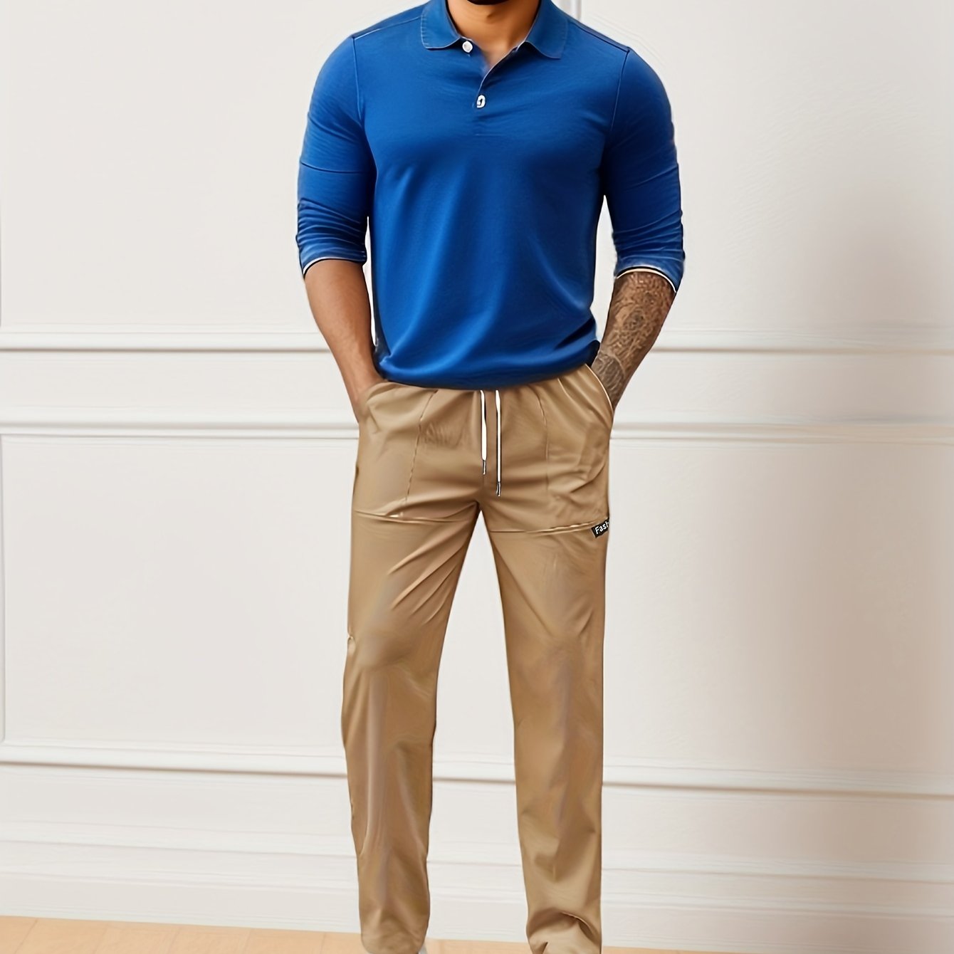 Men's Casual Drawstring Waist Pants Breathable Comfy Trousers