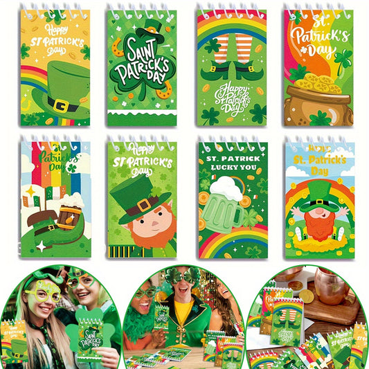 8 St Patrick's Notepads Featuring Lucky Shamrocks Hats And Beer Designs