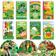 8 St Patrick's Notepads Featuring Lucky Shamrocks Hats And Beer Designs