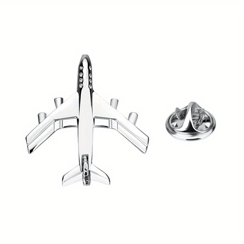 Men's Silver Airplane Brooch Retro Lapel Pin Suit Collar Corsage