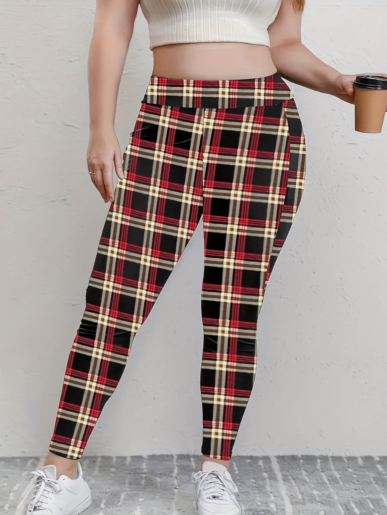  Plaid Print High Stretch Leggings