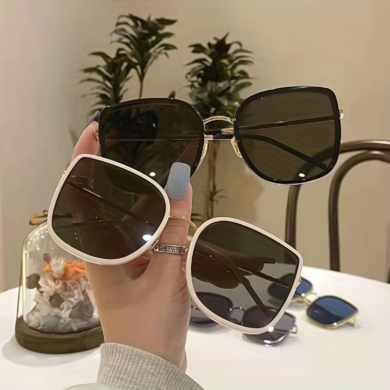 Square Sunglasses Anti Glare Metal Frame UV400