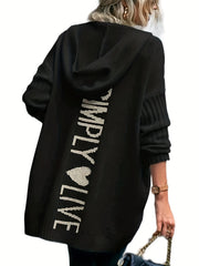  Open Front Hooded Cardigan with Pockets