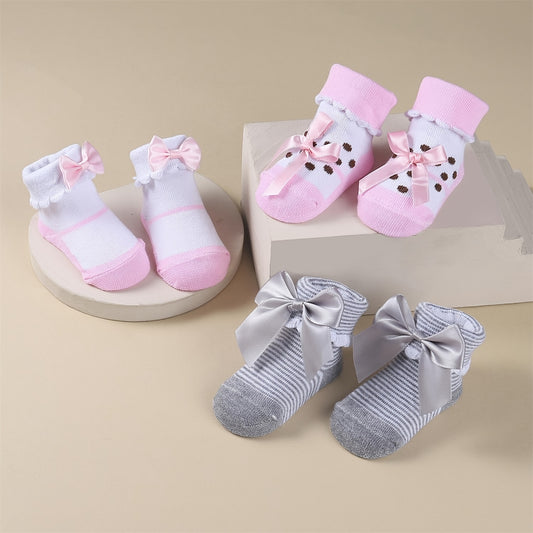 Cute Bow Tied Socks Set for Little Girls
