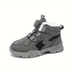 Warm Plus Fleece Boots with Rotating Button for Boys