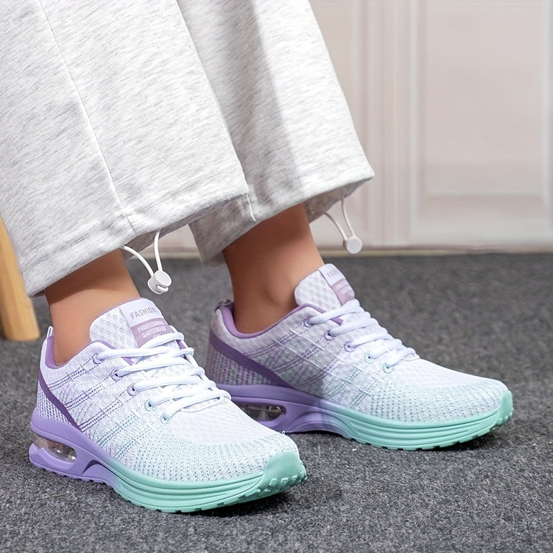 Ombre Lace Up Running Shoes Air Cushion Breathable Sneakers