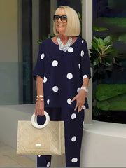 Polka Dot Two Piece Set Half Sleeve T-shirt & Pants