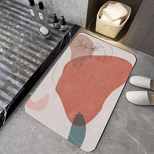 Gray Bath Mat Rug Quick Dry Rubber Backed Dirt Resistant Bathroom Rug Mat