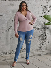  Solid Ribbed Long Sleeve Knit Top