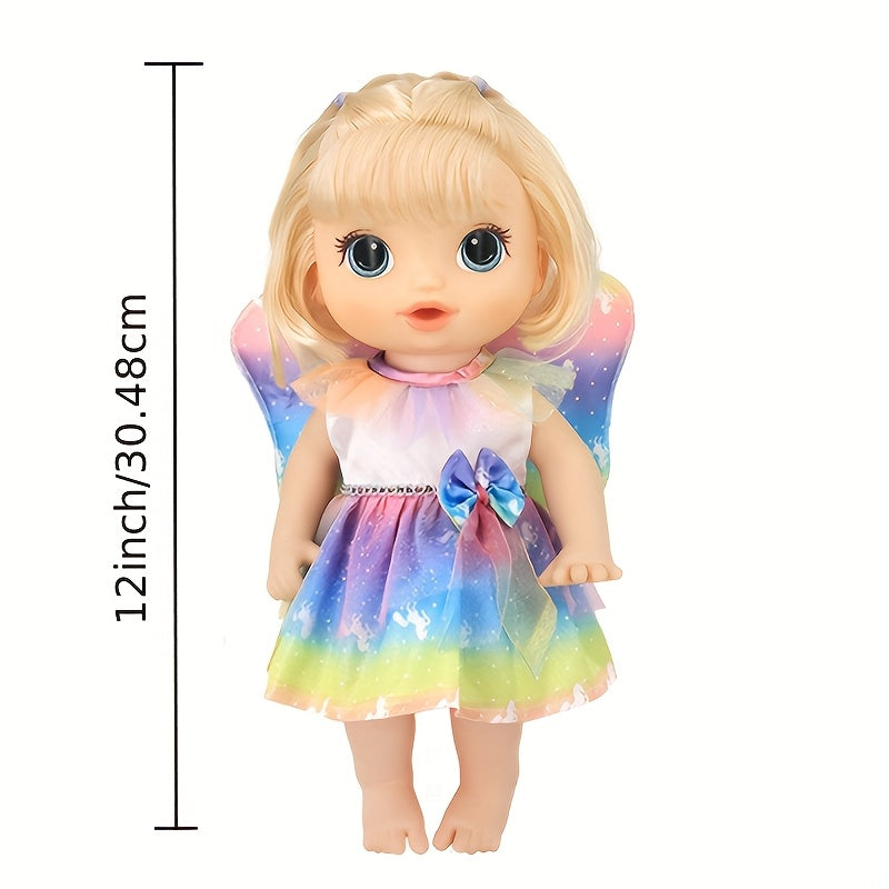 Rainbow Flamingo Dress for 12-Inch Baby Dolls - Perfect Party Game Outfit