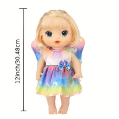 Rainbow Flamingo Dress for 12-Inch Baby Dolls - Perfect Party Game Outfit