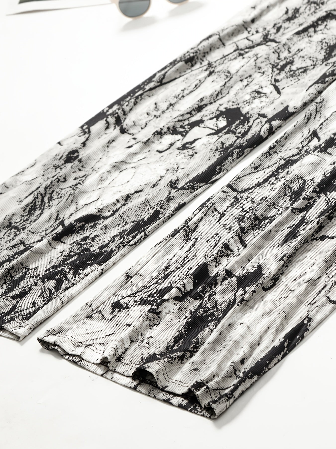  Tie Dye Ribbed Wide Leg Trousers