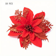 10pcs Christmas Tree Flowers Simulation Christmas Wreath Decoration