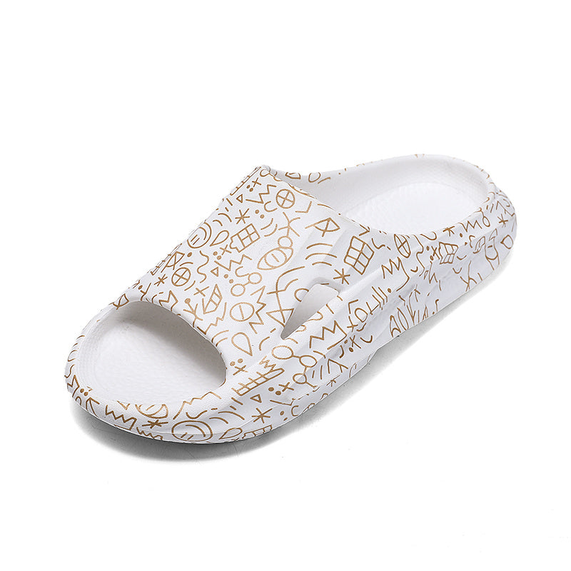 Men Graffiti Cloud Slides Pillow Slippers Lightweight Comfortable Open Toe Shoes