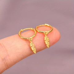 Silver Plated Feather Hoop Earrings for Women