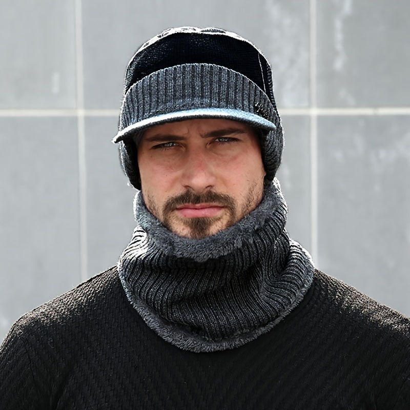 Winter Knit Cap & Scarf Set Warm Knitted Hat For Men And Women