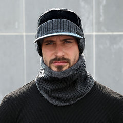 Winter Knit Cap & Scarf Set Warm Knitted Hat For Men And Women