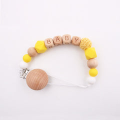 Beech Wood Clip Silicon Pacifier Chain for Mother and Baby