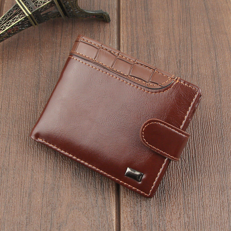 Men's Crocodile Style PU Leather Wallet With Zipper Card Slots