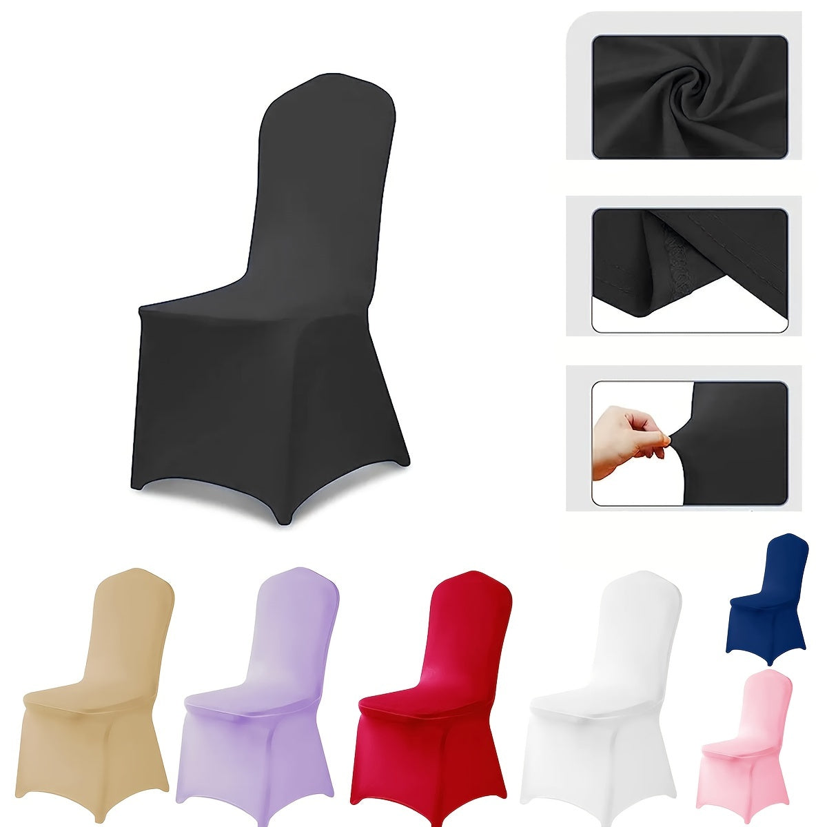 4pcs Stretch Chair Covers Spandex Folding Washable Fabric for Wedding Party