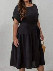  Solid Batwing Sleeve Maxi Dress With Belt