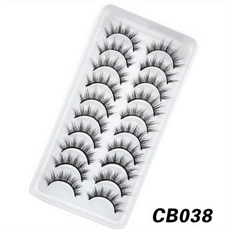 10 Pairs 3D False Eyelashes Faux Mink Lashes Reusable Makeup Tool