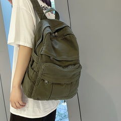 Vintage Canvas Backpack for Women, Casual School Bookbag, Adjustable Straps