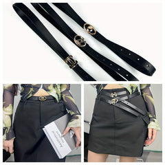 Stylish Buckle Thin Leather Belt Casual Waist Belt for Women