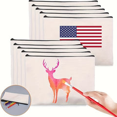 10PCs Blank Canvas Zipper Pouch Bulk for Cosmetic & DIY Crafts