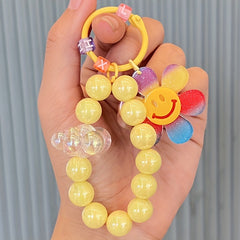 Colorful Flower Pendant Keychain Bracelet Beaded Keychain