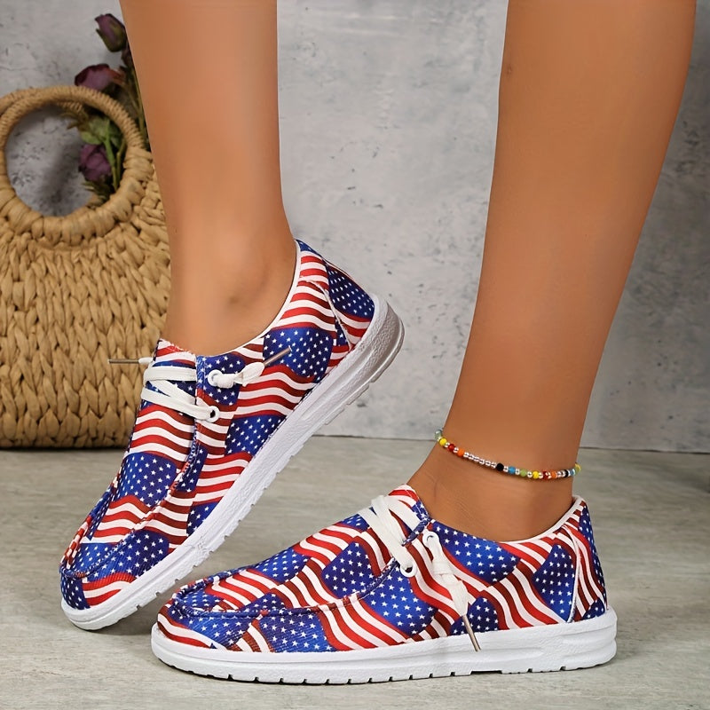 Women's Flag Pattern Slip-On Loafers for 4th of July