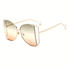 Oversized Metal Sunglasses for Women Gradient UV400 Sun Shades