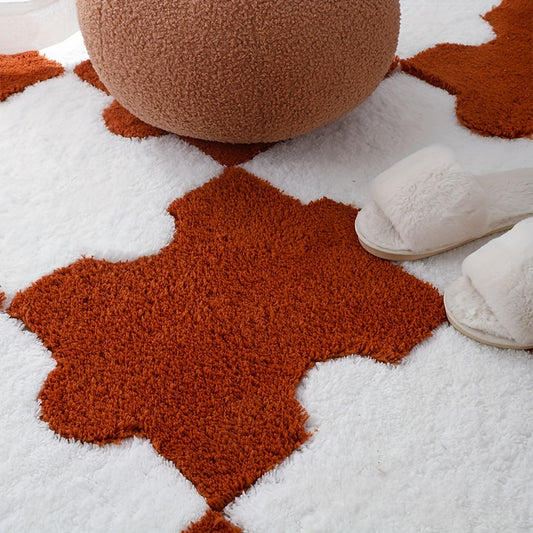6pcs Plush Shag Puzzle Floor Mat Interlocking Carpet Fluffy Area Rugs