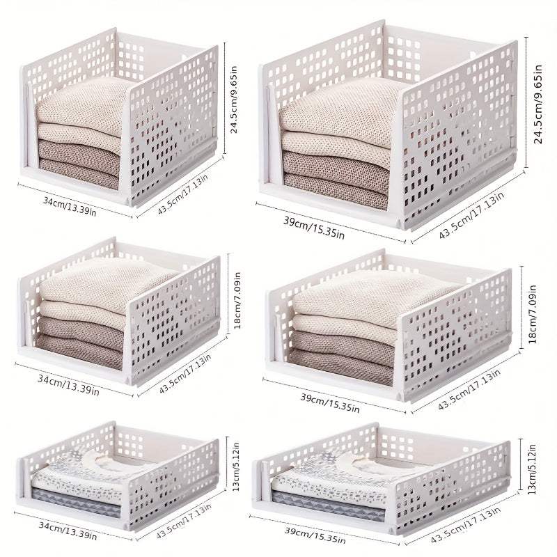 1pc Stackable Clothes Storage Box Folding Clothes Storage Basket