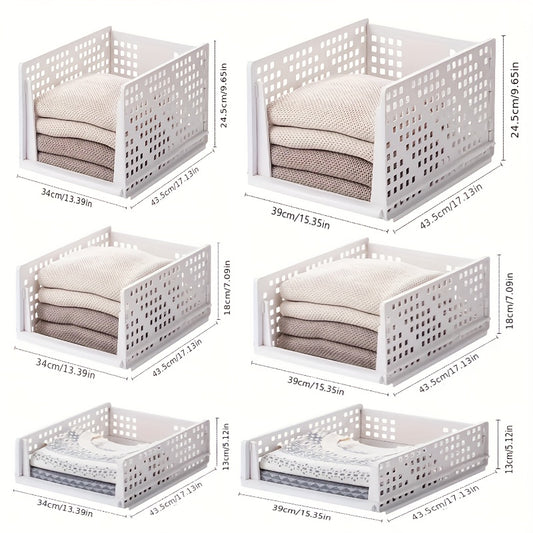 1pc Stackable Clothes Storage Box Folding Clothes Storage Basket
