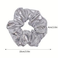 PU Leather Scrunchies Hair Tie Metallic Hair Ring