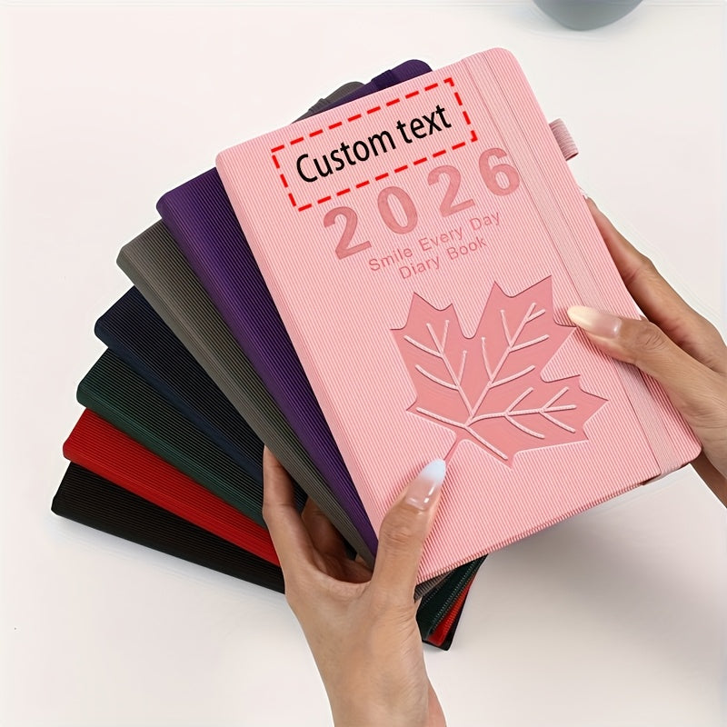 2026 Daily Planner 320 Page 365 Calendar Leaf Pattern Metal Ring Binding 4 Color